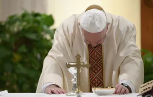 Pope Francis offers Mass in Casa Santa Marta on May 11, 2020.   Vatican Media/CNA.