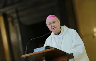 Archbishop Claudio Maria Celli says Mass in Rome Jan. 22, 2016.   Daniel Ibáñez/CNA