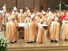 Mass of Episcopal ordination, Los Angeles, Sept. 8, 2015. Screenshot.