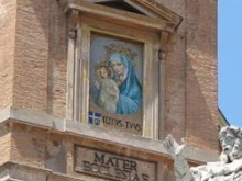 The Mater Ecclesiae mosaic that is in St. Peter's Square. 