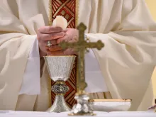 Pope Francis offers Mass in Casa Santa Marta on May 2, 2020. 