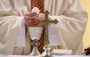 Pope Francis offers Mass in Casa Santa Marta on May 2, 2020.   Vatican Media/CNA.