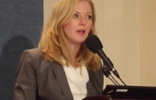 Melissa Deckman, political science professor at Washington College, speaks at a Catholic vote panel Oct. 22 in Washington, D.C.   Michelle Bauman-CNA.