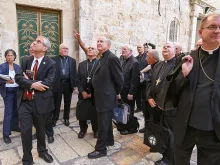 Bishops from the U.S. make a pilgrimage to the Church of the Holy Sepulchre, Sept. 11, 2014. 