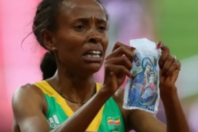 Meseret Defar of Ethiopia wins gold in the Womens 5000m Final Credit Alexander Hassenstein Getty Images Sport Getty Images CNA US Catholic News 8 10 12