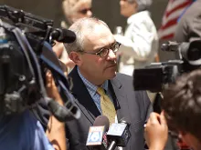 Michael Warsaw, chairman of EWTN speaking with the press. 
