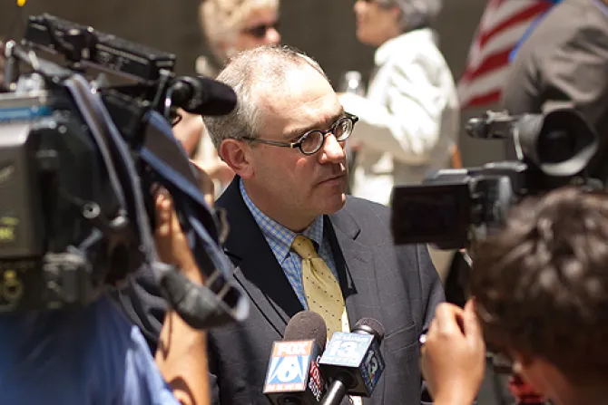 Michael P Warsaw Chairman of the Board and CEO of Eternal Word Television Network speaks with the press in this undated file photo Credit EWTN ECNA US Catholic News 10 25 13