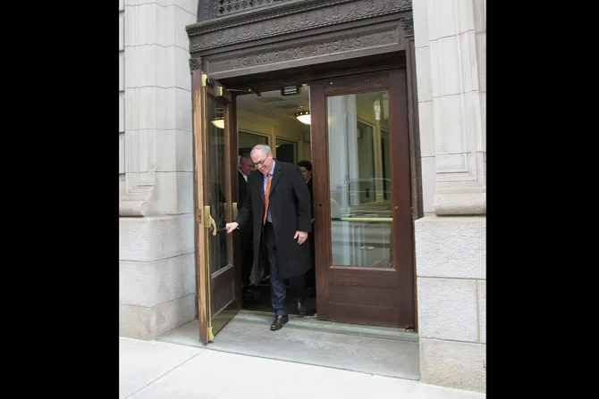 Michael Warsaw Chairman of the Board and CEO of EWTN leaves the 11 Circuit Court of Appeals building in Atlanta Feb 4 2015 Credit Matt Hadro CNA CNA 2 4 15