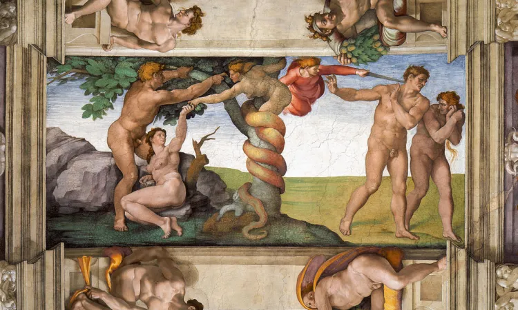 Michelangelos The Fall and Expulsion from Paradise from the Vaticans Sistine Chapel 1508 12