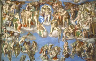 Detail from Michelangelo's fresco The Last Judgement, in the Sistine Chapel (1536-41). 