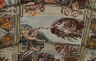 Michelangelo's fresco 'The Creation of Adam' on the ceiling of the Vatican's Sistine Chapel on Oct. 29, 2014.   Bohumil Petrik/CNA.