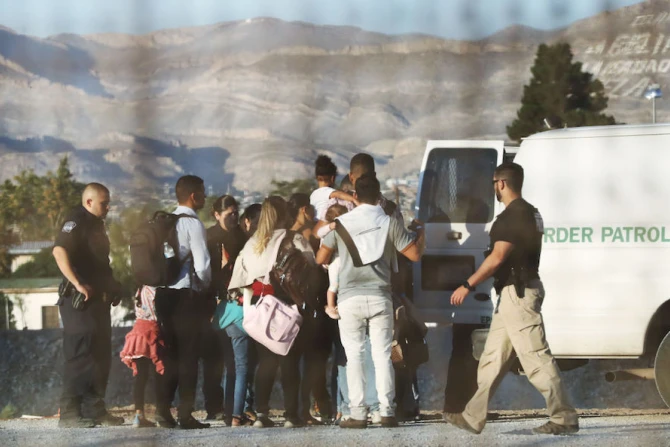 Migrants are detained north of the US border Credit Mario TamaGetty Images