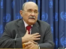 Miguel d'Escoto Brockmann, President of the sixty-third session of the UN General Assembly, at a press conference Nov. 11, 2008. 
