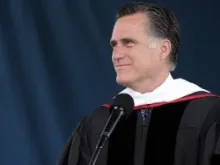 Mitt Romney delivers the commencement address at Liberty University. 
