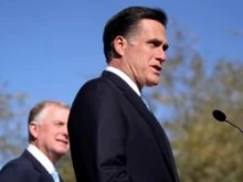 Mitt Romney at a rally in Paradise Valley, Ariz., along with former U.S. Vice President Dan Quayle on Dec 6, 2011. 