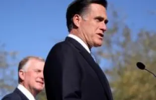 Mitt Romney at a rally in Paradise Valley, Ariz., along with former U.S. Vice President Dan Quayle on Dec 6, 2011.   Gage Skidmore (CC BY-SA 2.0)
