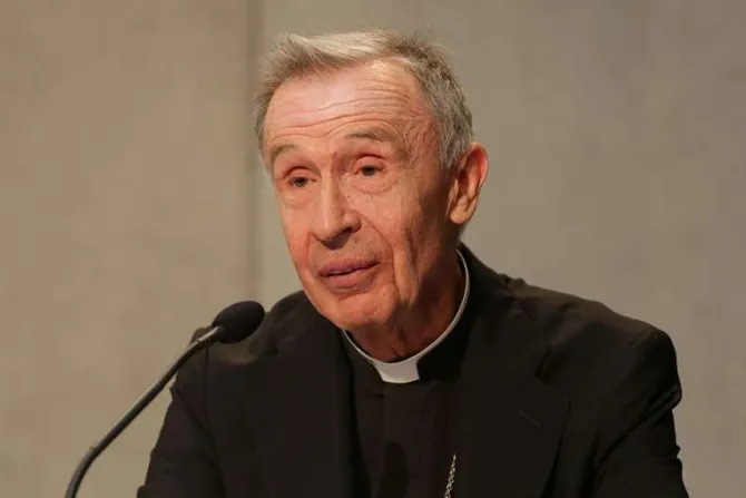 Mons Luis Francisco Ladaria Ferrer at briefing on new Motu proprio on the reform for marriage annulment at the Vatican Press Office on Sept 8 2015 Credit Daniel Ibanez CNA 9 8 15