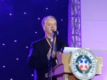 Msgr. Paul Tighe, secretary of the Pontifical Council for Social Communications, speaks at the Catholic Social Media Summit in the Philippines. 