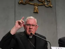 Archbishop Mark Coleridge of Brisbane speaks at a Vatican press conference, Oct. 19, 2015. 