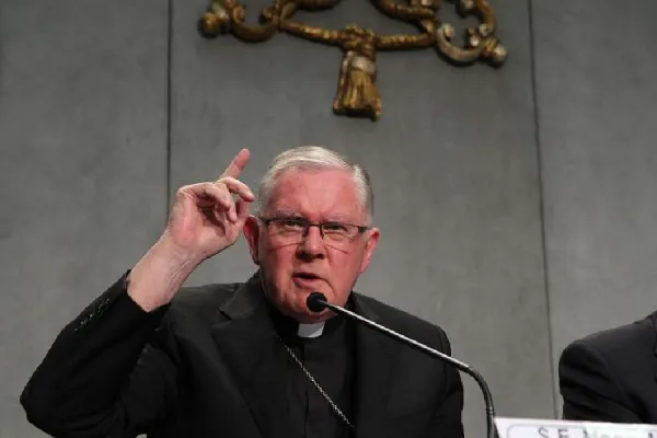 Archbishop Mark Coleridge of Brisbane speaks at a Vatican press conference, Oct. 19, 2015. . Bohumil Petrik/CNA.