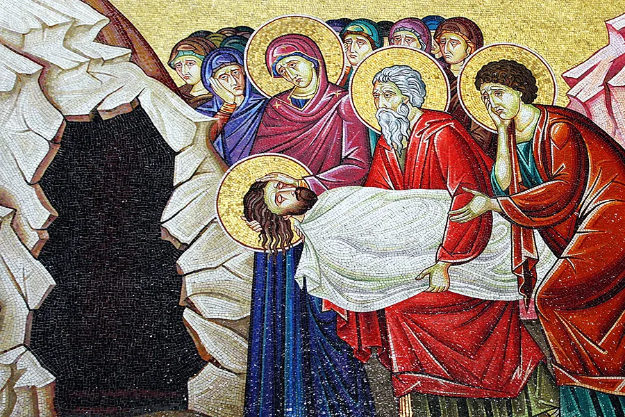 A mosaic of the entombment of Christ at the Church of the Holy Sepulchre in Jerusalem. ?w=200&h=150