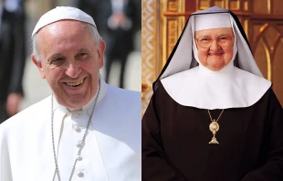 Pope Francis.   Daniel Ibanez/CNA. Mother Angelica. Credit: EWTN.