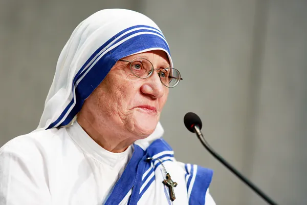 Sr. Mary Prema Pierick, superior general of the Missionaries of Charity, speaks at the Vatican, Sept. 2, 2016. . Daniel Ibanez/CNA.