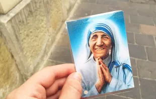 Mother Teresa prayer card for WYD pilgrims in Krakow, Poland on July 25, 2016.  