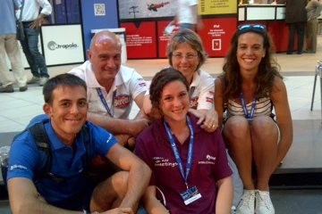 Mrs Daniela Burgio Back Center and husband with three of their five children attend the Rimini Meeting August 25 2014 Credit Andrea Gagliarducci CNA CNA 8 27 14
