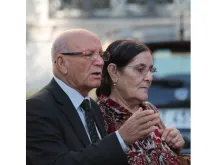 Mubarak and Agnese Hano from Iraq at Mass with Pope Francis. 