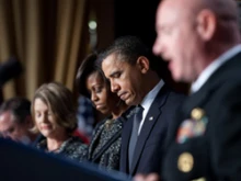 NASA astronaut Mark Kelly, husband of Rep. Gabby Giffords, gives the closing prayer at the National Prayer Breakfast this past February.