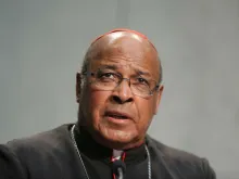 Cardinal Wilfrid Napier of South Africa at a briefing on the Synod of Bishops on October 20, 2015 in the Holy See Press Office. 