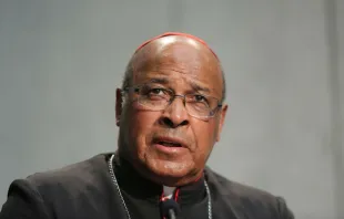 Cardinal Wilfrid Napier of South Africa at a briefing on the Synod of Bishops on October 20, 2015 in the Holy See Press Office.   