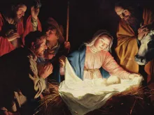 Nativity. Artist: Gerard van Honthorst. Public Domain.