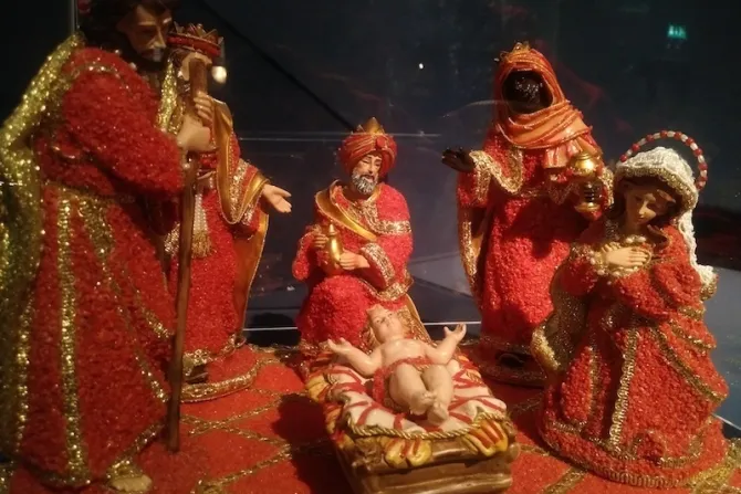 Nativity made of red coral in the 100 Nativities at the Vatican display CNA