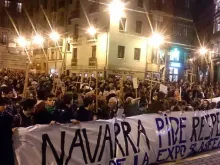 A demonstration against the blasphemous exhibit in Pamplona, Nov. 26, 2015. Photo courtesy of Carlos Beltramo.