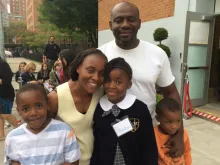 Negueubou Kamwa (C), who met Pope Francis Sept. 25 at Our Lady, Queen of the Angels School in New York City, together with her family. 