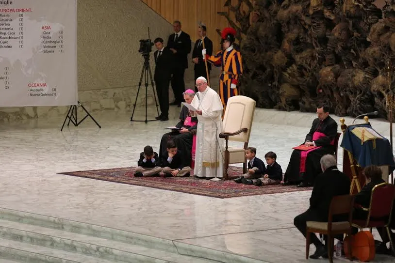 Pope Francis addresses members of the Neocatechumenal Way at the Vatican's Paul VI Hall, March 18, 2016. ?w=200&h=150