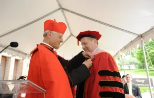 Dr. Leo Nestor is inducted into the Pontifical Equestrian Order of St. Gregory the Great by Cardinal Donald Wuerl on May 14, 2016.   The Catholic University of America.