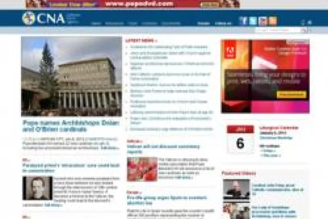 New CNA layout screen capture CNA US Catholic News 1 6 12