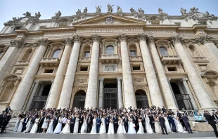 Newly married couples in St. Peter's square during the general audience on Sept. 9, 2015.   L'Osservatore Romano.