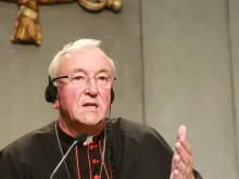 Cardinal Vincent Nichols of Westminster, England at a Vatican press conference in 2015. 