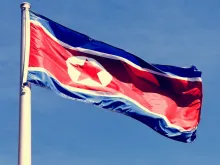 The flag of North Korea. 