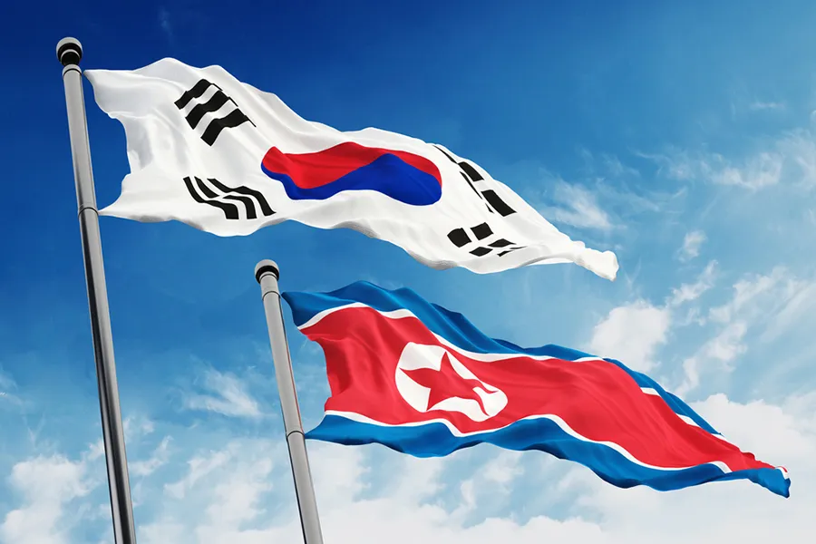The flags of North and South Korea. ?w=200&h=150