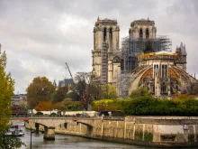 Repair scaffolding on Notre-Dame de Paris, November 2019.