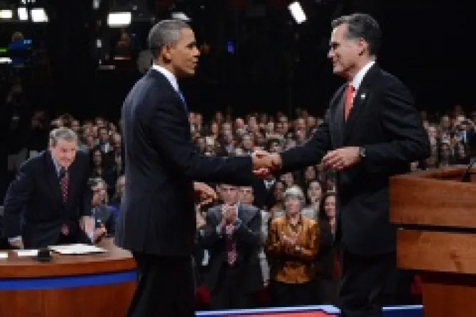 Obama And Romney Square Off In First Presidential Debate In Denver Credit Michael Reynolds Pool Getty Images News Getty Images CNA500x320 US Catholic News 10 4 12