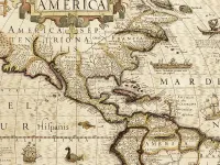 Jodocus Hondius' Map of Americas circa 1619. Rosario Fiore via Flickr (CC BY-ND 2.0) Filter added, image cropped.