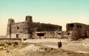 Old church at the Pueblo of Acoma, New Mexico, 1902. Photo courtesy of the Pueblo of Acoma.