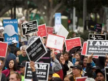 OneLife pro-life March 8 in LA, California on Jan. 23, 2016. Courtesy of the Archdiocese of LA.