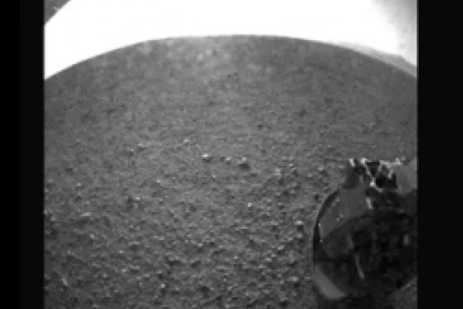One of the first images taken by NASAs Curiosity rover after the Aug 6 2012 landing on Mars Credit NASA JPL Caltech CNA US Catholic News 8 6 12